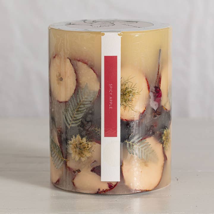 Rosy Rings - Wholesale Pillar Candle - Spicy Apple Small Round Botanical Candle