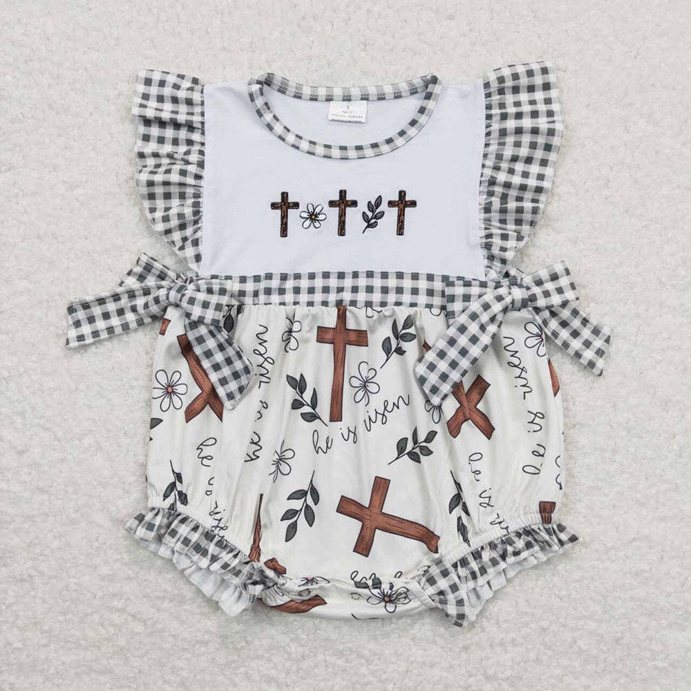 Aier Wholesale - Wholesale Clothing Set - Baby - Sibling Baby Girls Boys Easter Cross Rompers Dresses Clothes Sets3