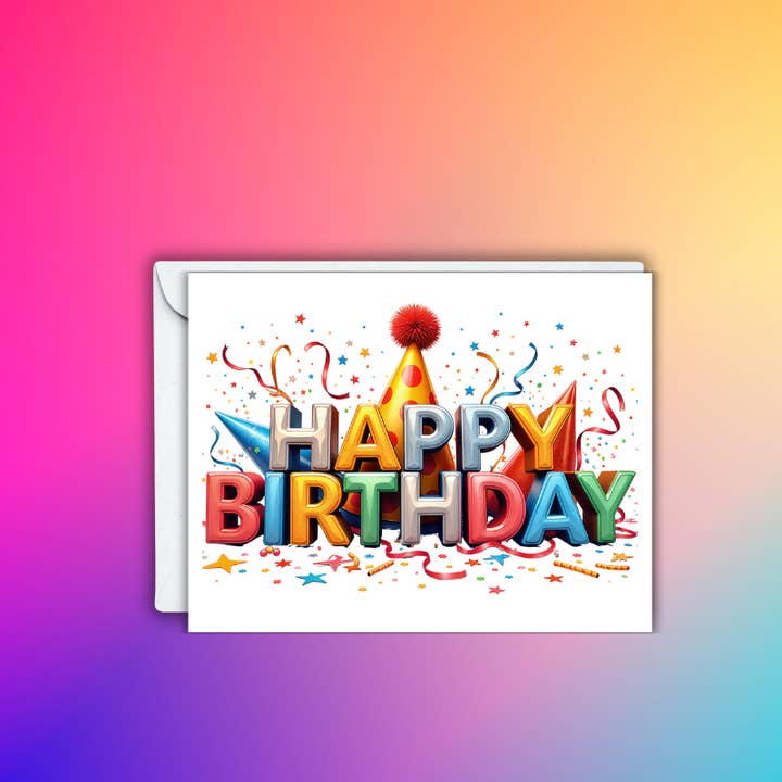 Fødselsdagskort til festtid – Fed, farverig og blank indeni for engroshandel hos The Paper Den