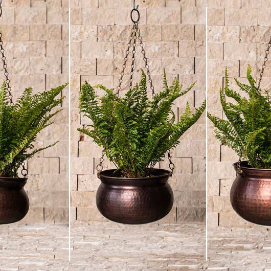 Vaso Suspenso de Cobre Martelado | Taça de Plantas em Cobre Maciço 170 x 170 x 120 mm por atacado de ALFIQ Copper