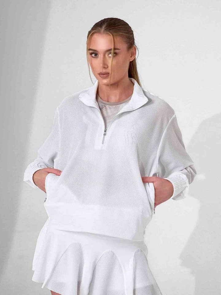 BAILA Pulôver de Malha com Fecho de Meio Zíper | Top Técnico Atlético com Bolsos | Coleção First Position por atacado de Inphorm