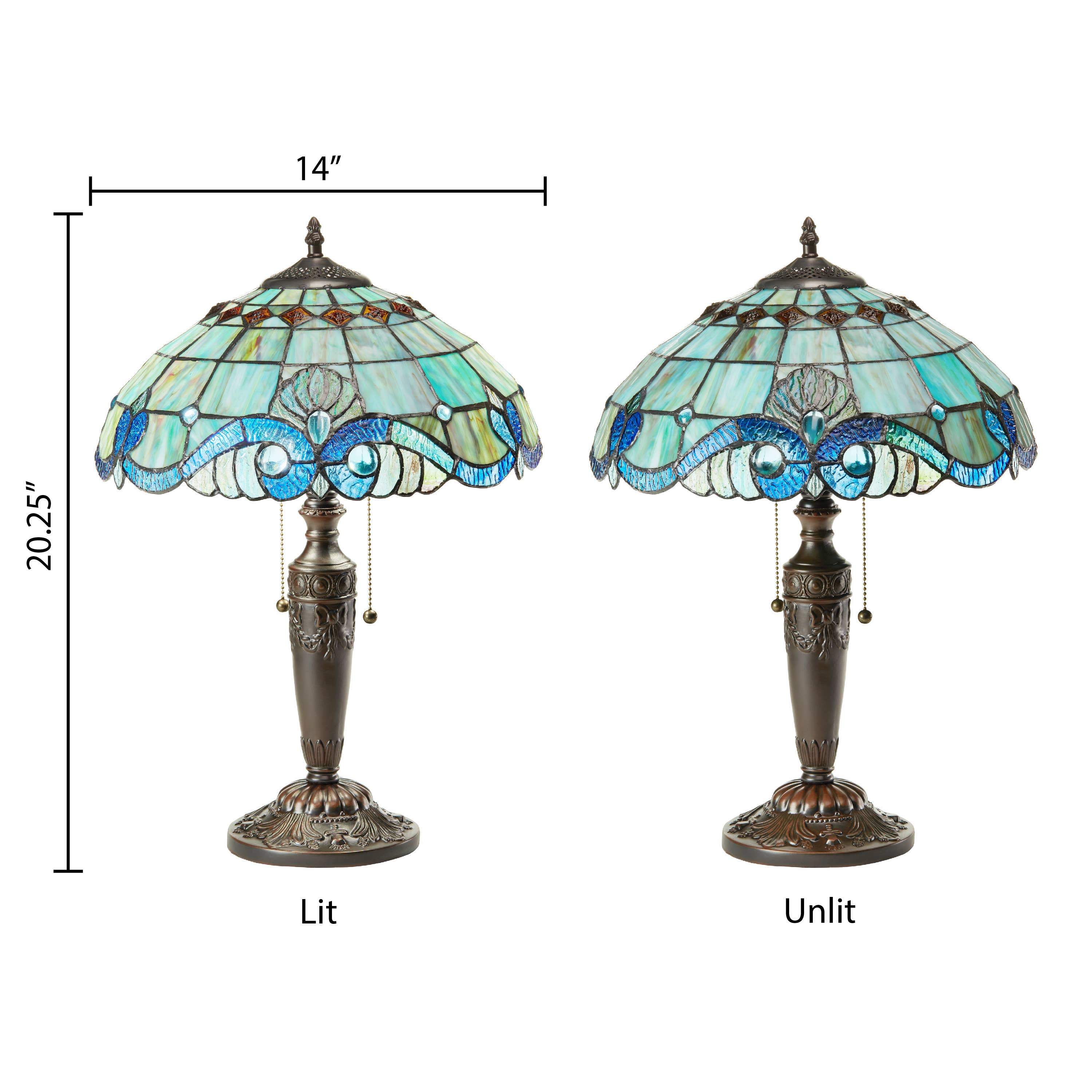 River of Goods - Wholesale Accent/Desk Lamp - Baroque Stained Glass Table Lamp with Cabochons3