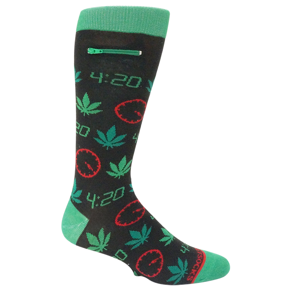 Pocket Socks - Wholesale Socks - Men's - Pocket Socks® 420 O'Clock, Black, Mens1
