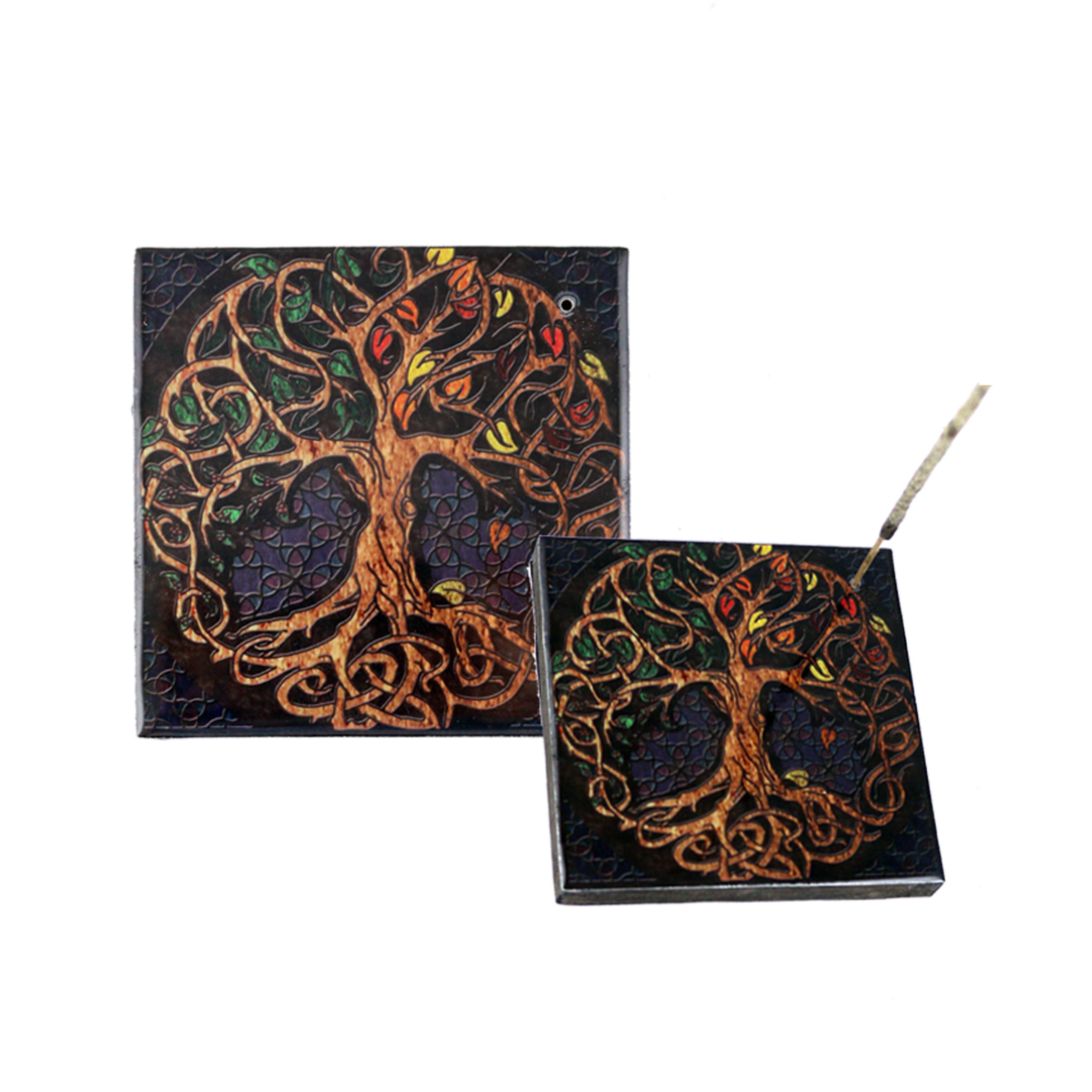 Designs by Deekay Inc. - Wholesale Incense Holder - Wooden Incense Burner Plate (4 in.) - Tree of Life
