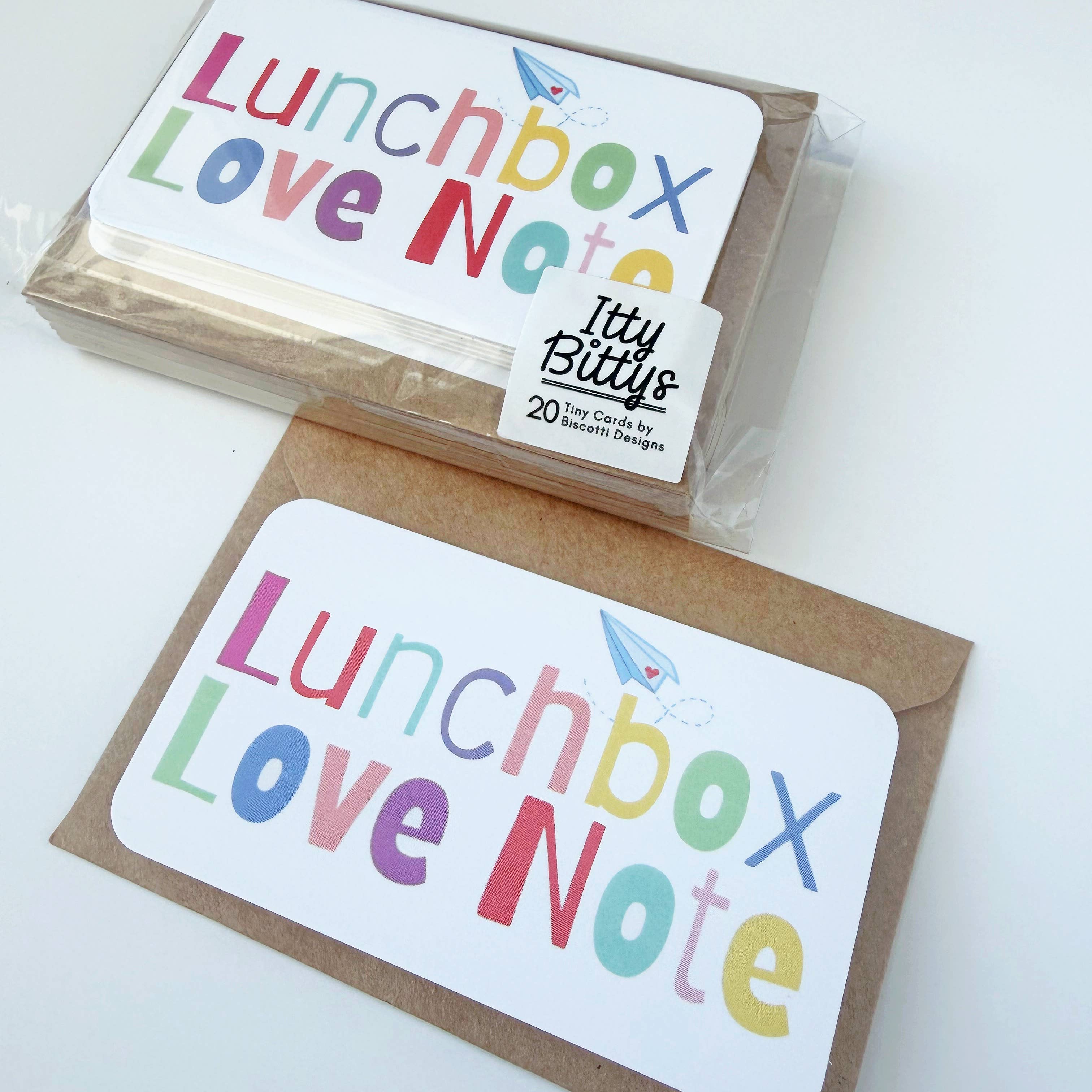 Biscotti Designs - Wholesale Stationery/Notecard Set - Lunchbox Love Notes - Itty Bitty 20 Mini Card Set3