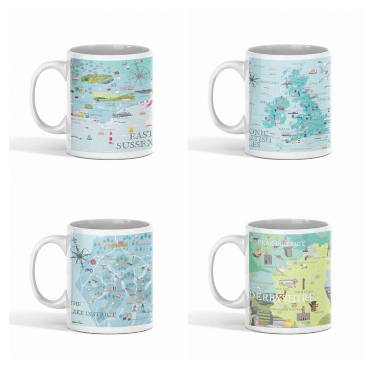 ILLUSTRATED MAP MUGS for wholesale by Betty Boyns Designs