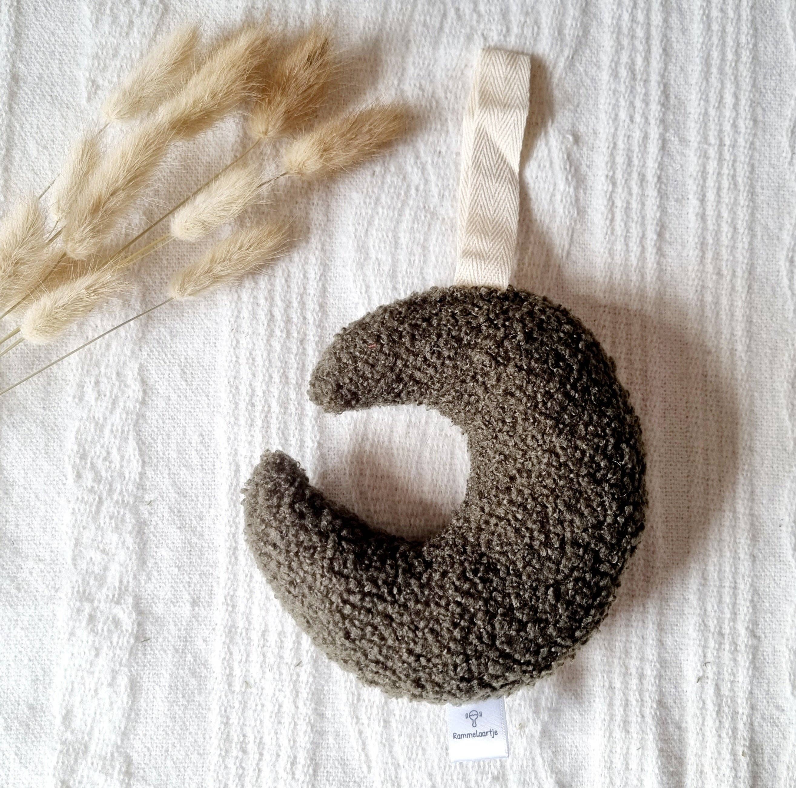 Rammelaartje - Wholesale Pacifier - Baby - Pacifier clip filled Teddy Cloth Moon - Army0