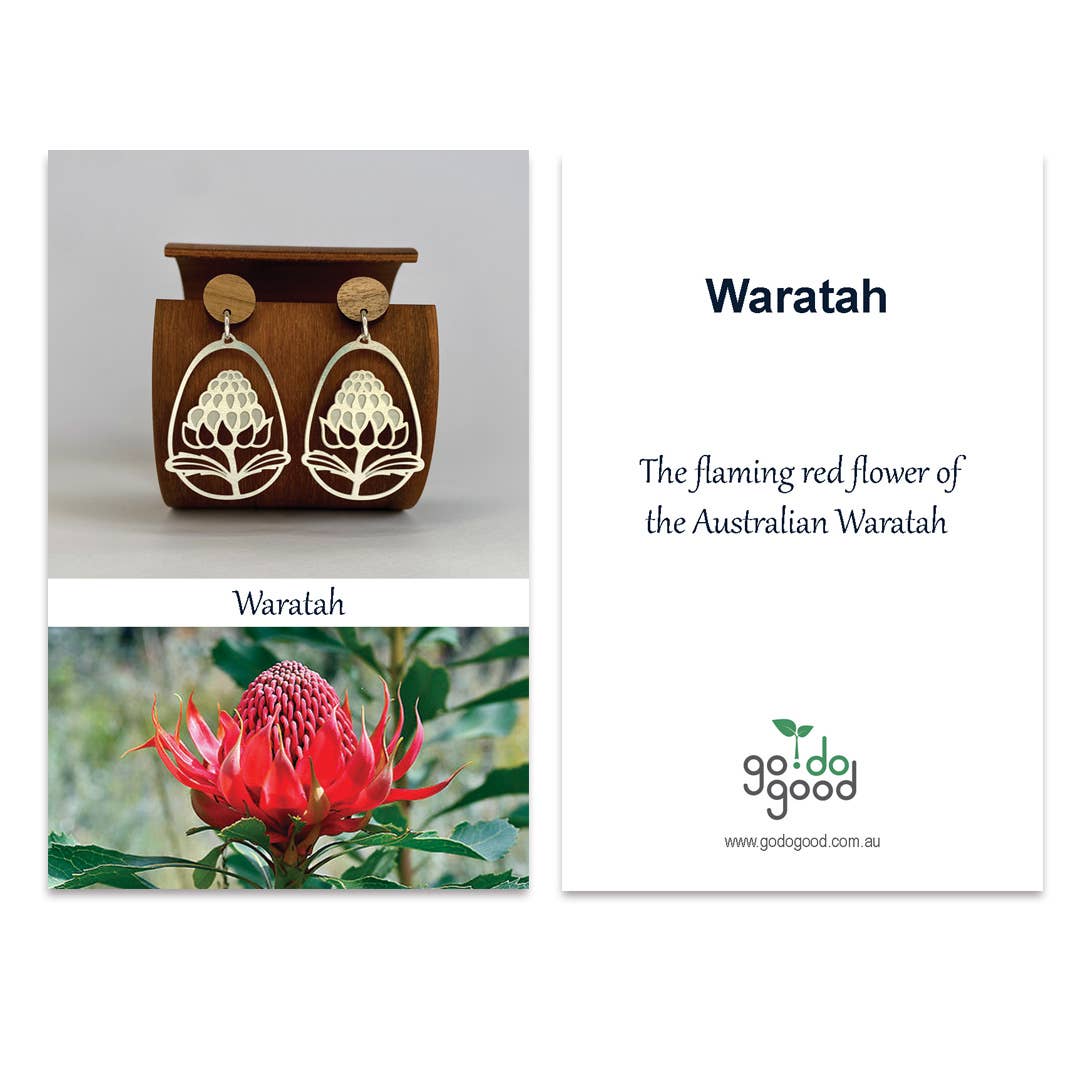 Go Do Good - Wholesale Stud/post earrings - Australian Waratah Flower Silver Dangle Stud Earrings5