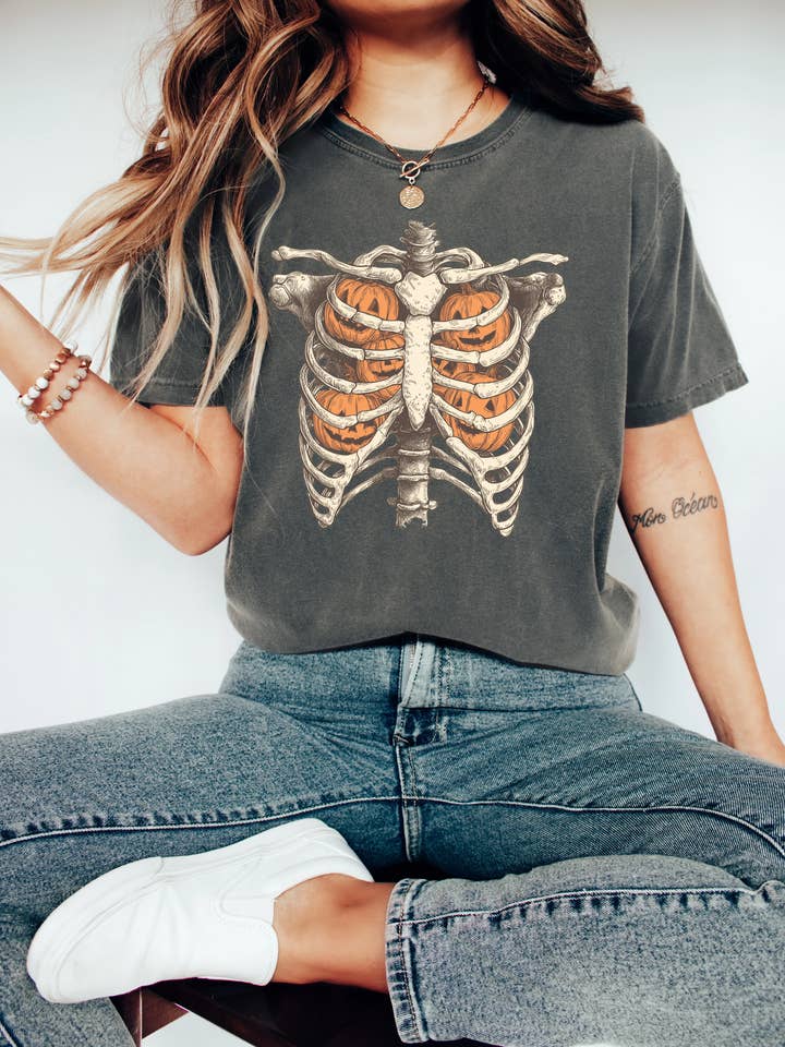 Abóboras de Caixa Torácica, T-shirt Confortável por atacado de Not So Plain Jane Tshirts