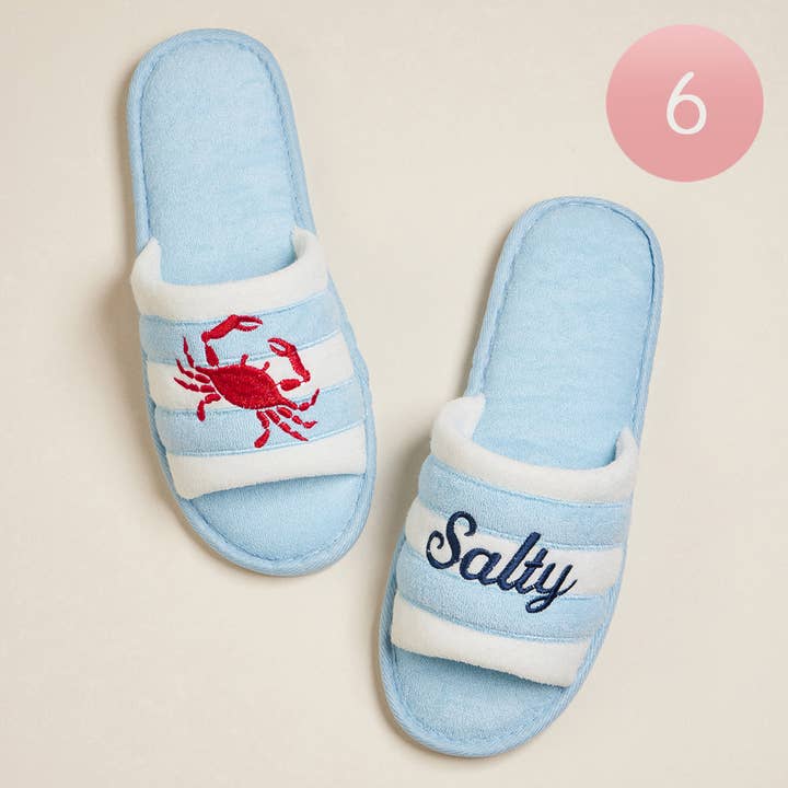6Pairs Crab Salty Embroidered Striped Indoor Floor Slippers and other Purchase Wholesale badger slippers. Free Returns & Net 60 Terms on Faire trending on Faire.