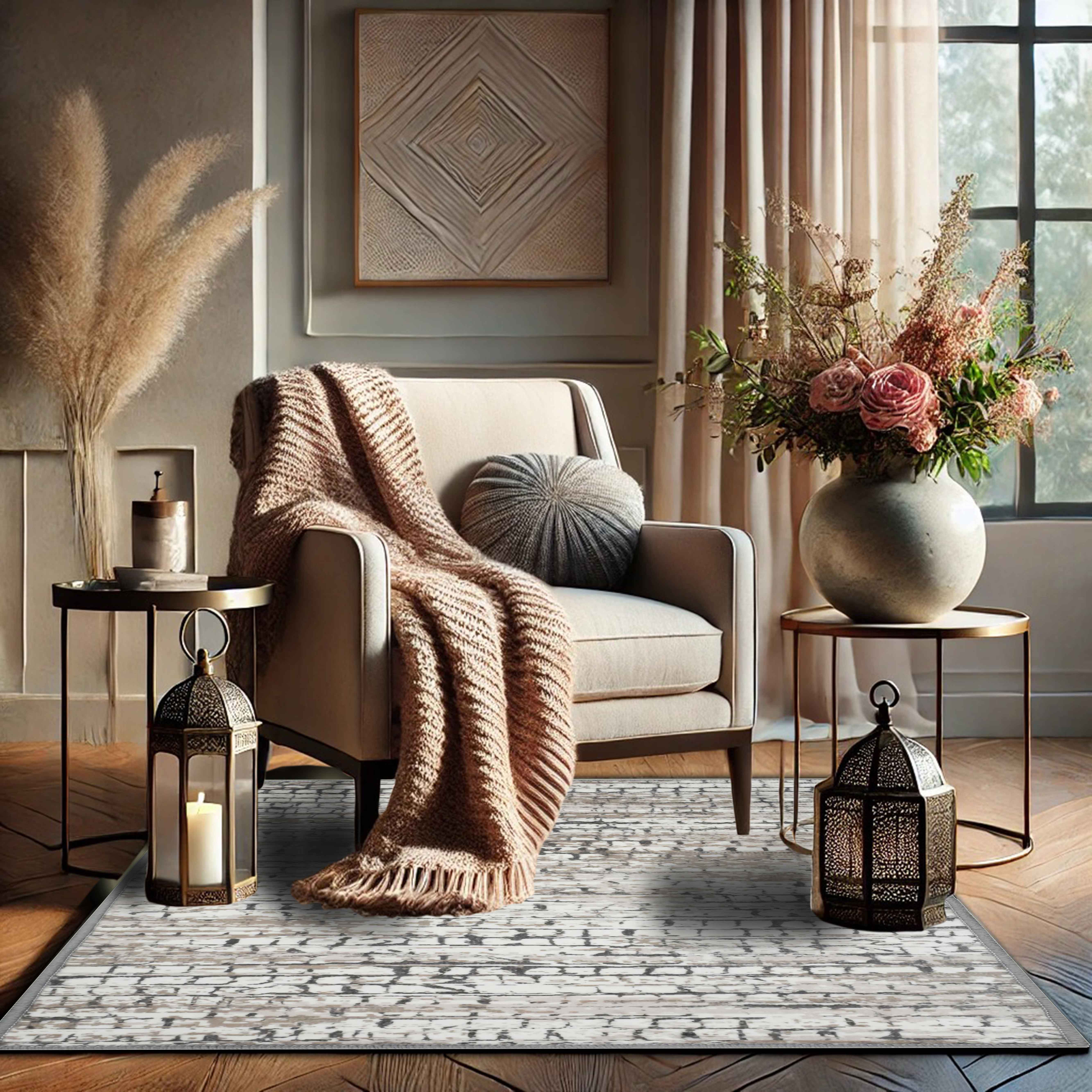 Bed Bath Fashions - Wholesale Area Rug - Bibb Home Washable Flannel Printed Accent Rug with Latex Bac51