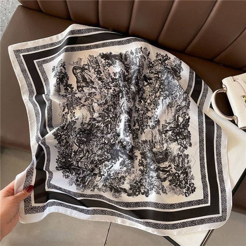 FurDecoration - Vente Écharpe – femme - Mouchoir en satin imprimé multifonctionnel0