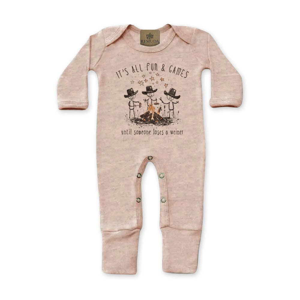 Remuda Western Wear - Wholesale Sleepsuit - Baby - It's All Fun & Games Until Someone Loses A Weiner - Infant Camping Sleepwear1