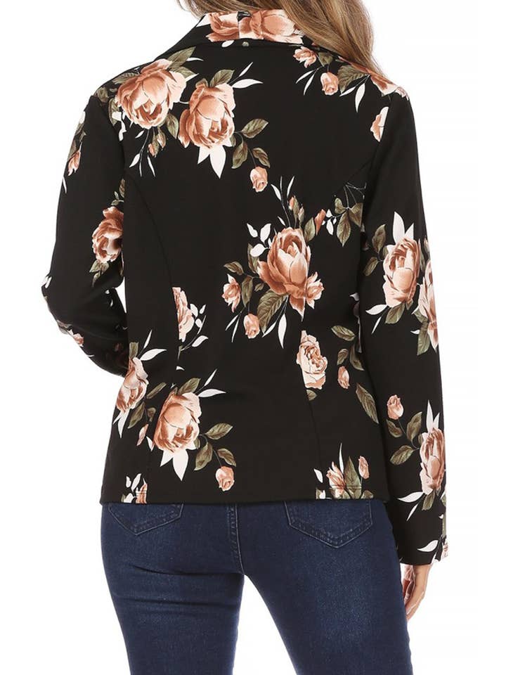 MOA COLLECTION - Wholesale Blazer - Women's - Women's Casual Print Fitted Open Front Blazer Jacket10