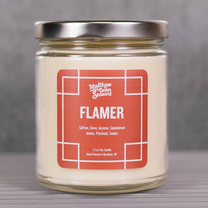 FLAMER 7.2 oz LGBT+ Soy Wax Jar Candle for wholesale by Matthew Dean Stewart