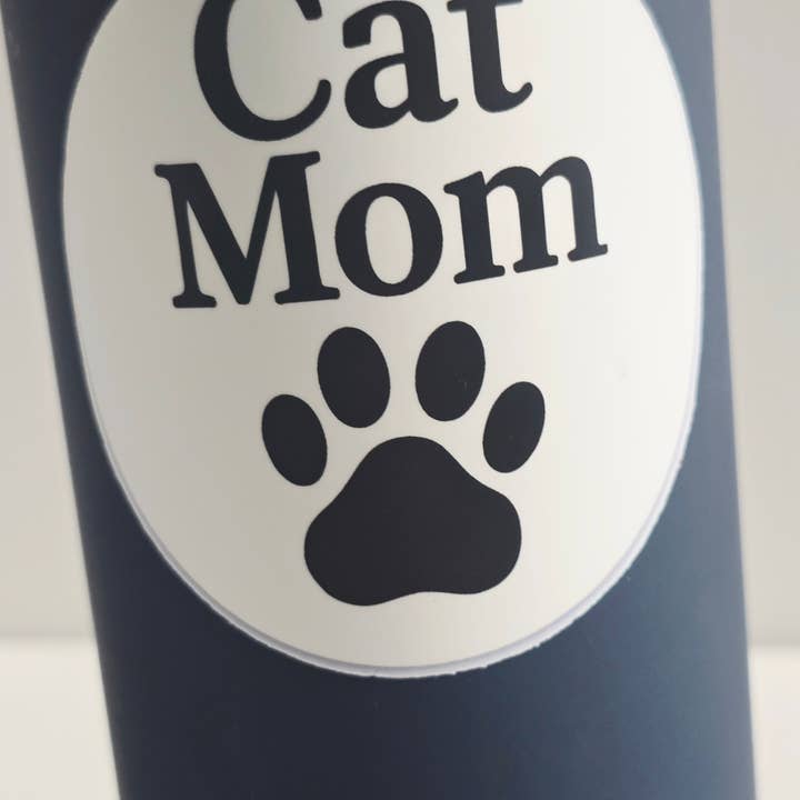 Designs by Mysh - Wholesale Sticker - Cat Mom Sticker – Black Paw Print Circle Vinyl Sticker (3")4