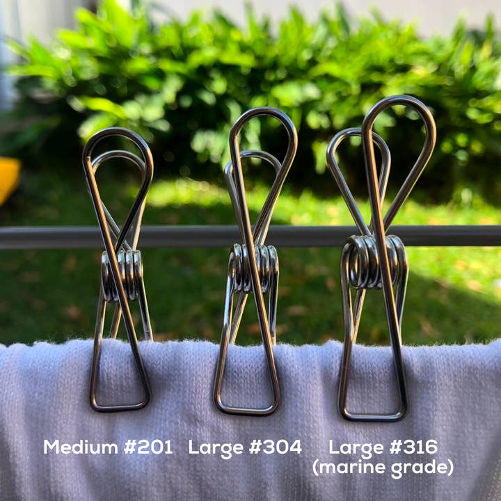 Bare & Co. - Wholesale Clothes Clips - Stainless Steel Mixed Size Pegs - RAINBOW 3166 Marine Grade (40 Large, 10 X-Large)