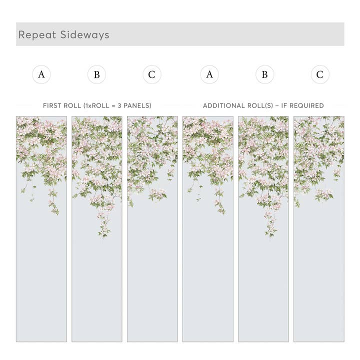 Sian Zeng - Wholesale Wallpaper - Clematis Mural Wallpaper - Dusty Blue3