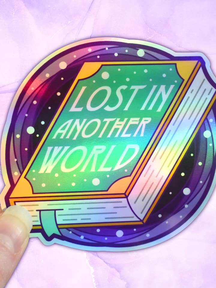 *NEW* Lost in Another World Book - Bookish Holo Sticker for wholesale by Felfira Moon Designs