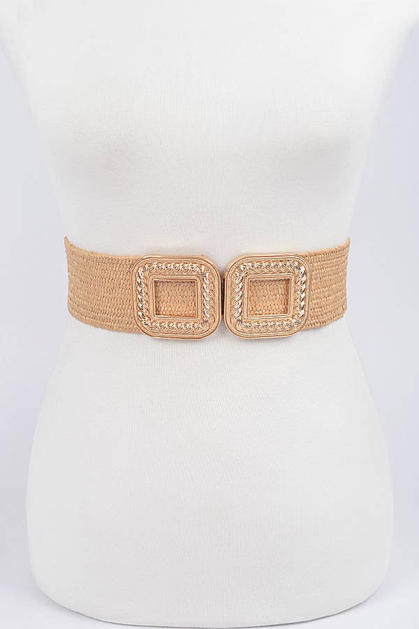 Shop Neighbors - Vendita all'ingrosso Cintura - Donna - Cintura elastica con due fibbie in finta paglia1