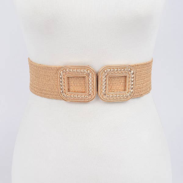 Shop Neighbors - Vente Ceinture – femme - Ceinture élastique à deux boucles en fausse paille1