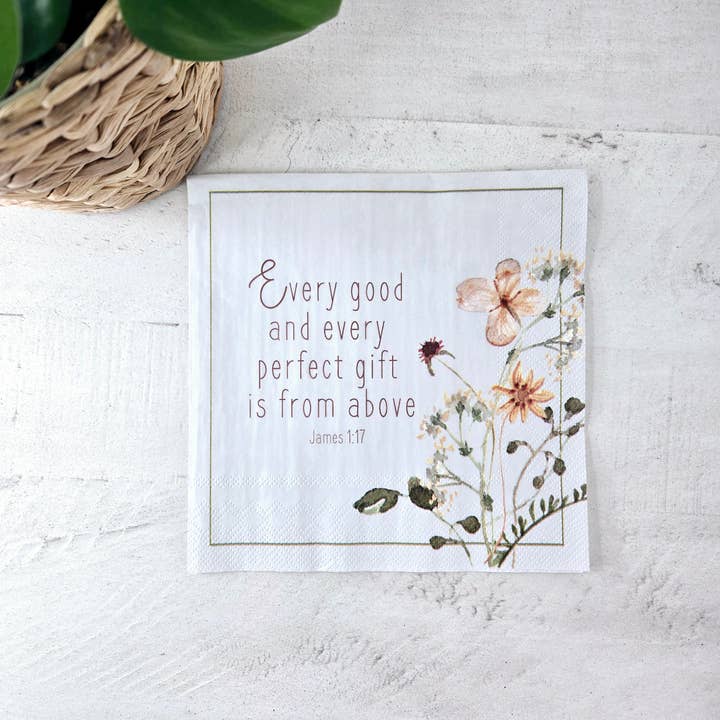 Pearls of Parchment - Wholesale Disposable Napkin - Wildflower Paper Napkins | 20 ct Scripture Napkins