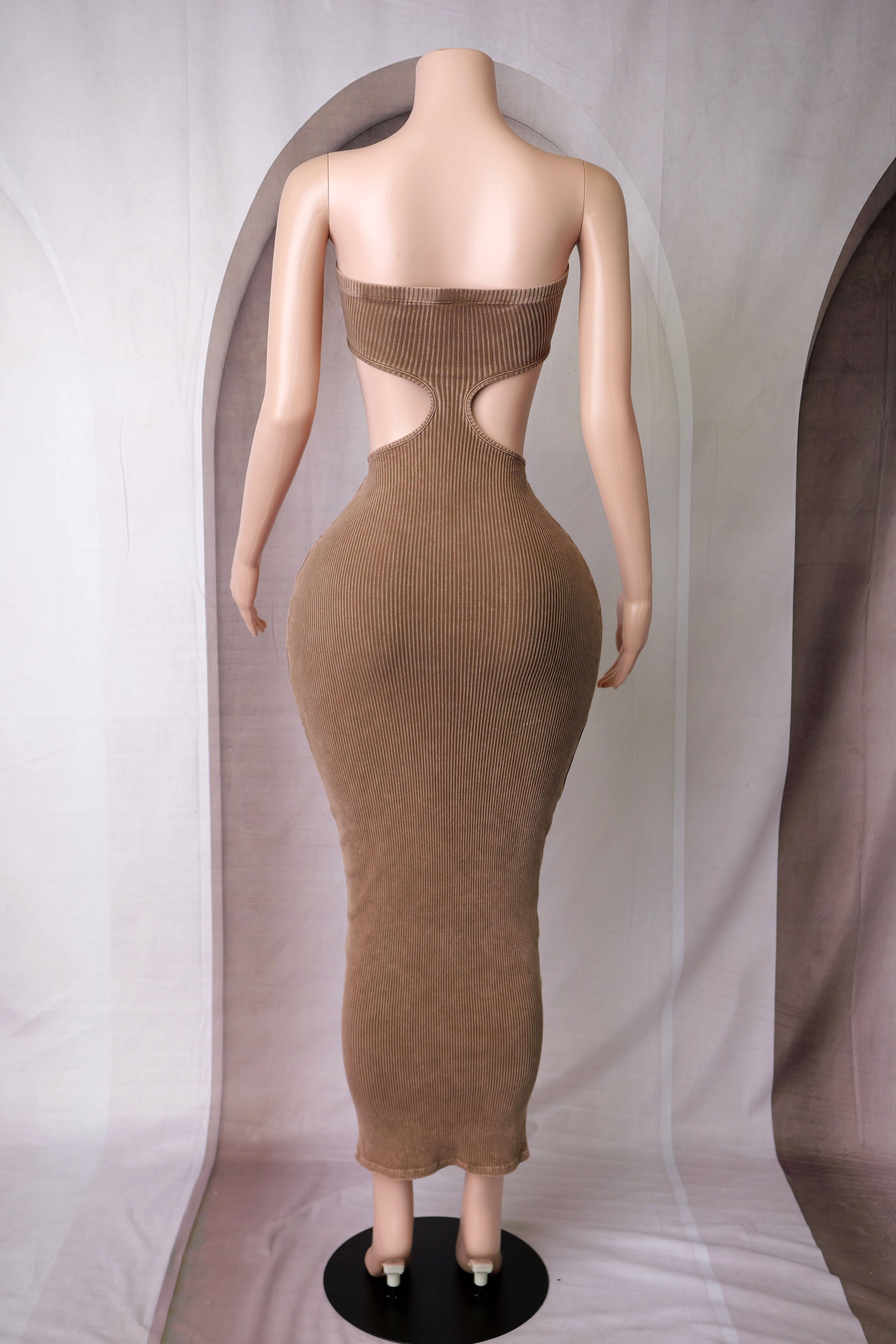 Dalia Studio - Wholesale Dress - Women's - MINERAL WASH BODYCON BANDEAU MAXI DRESS6