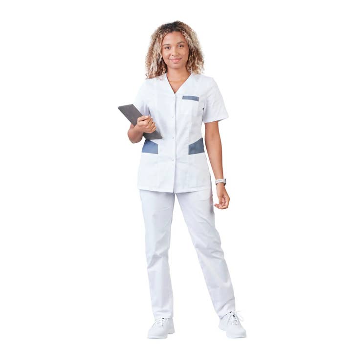 My Podologie - Wholesale Healthcare Uniform - Women's - Gaia - Short Sleeve Blouse - V Neck - Women - 70 cm - Phirejo73