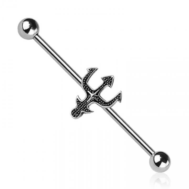 TRIDENT 316L SURGICAL STEEL INDUSTRIAL BARBELL for wholesale by CRAVE