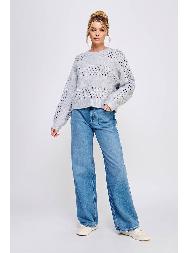 Allie Rose - Wholesale Knit Sweater - Women's - Open Knit Oversized Sweater3