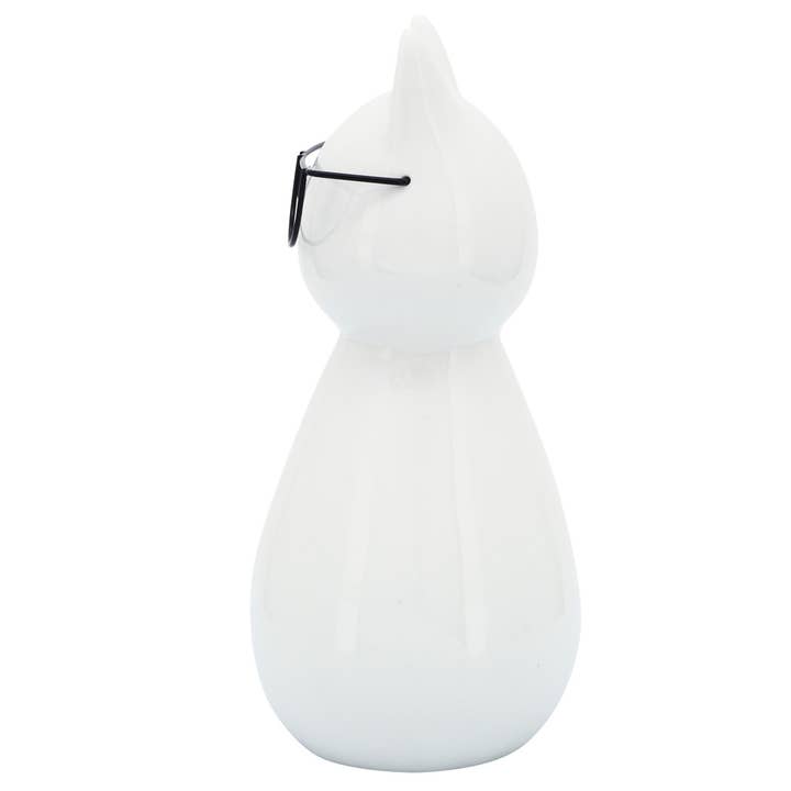 Sagebrook Home - Wholesale Decorative Figurine - Figurine - White Porcelain Cat with Glasses, 7 in.6