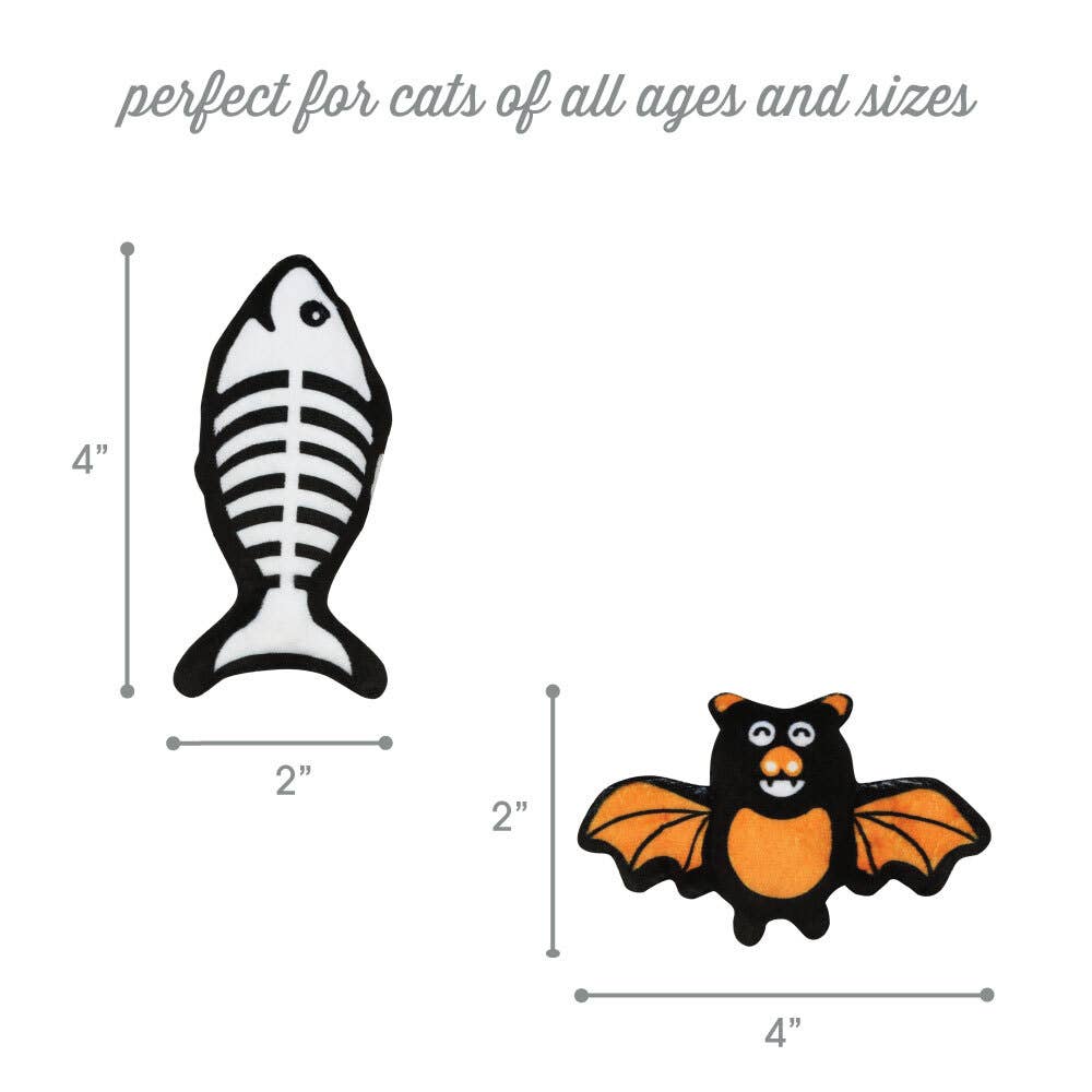 Pearhead - Wholesale Pet Toy Set - Cat - Bat & Fish Skeleton Halloween Cat Toys, Set of 22