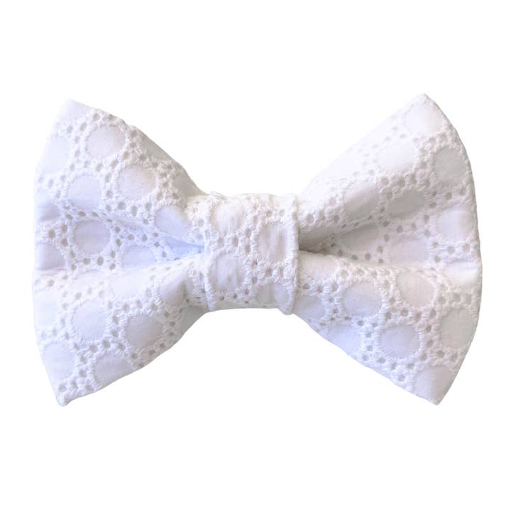 White Eyelet Pet Bow Tie for wholesale by Winnie and the Hound