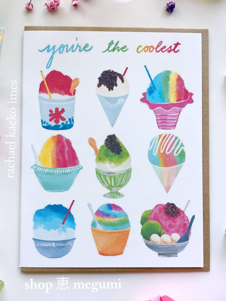 Eres el más genial - Tarjeta de felicitación de hielo raspado | Ilustración de Kakigori | Tarjeta de felicitación hawaiana para venta al por mayor de shop megumi