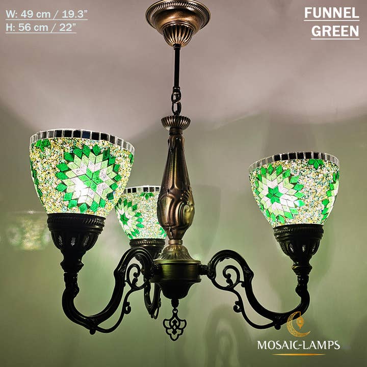 Mosaic Lamps – Candeeiro/lâmpada suspensa por atacado – Mosaico 3 Globo Feito à Mão Turco Marroquino Árabe Oriental Boh26