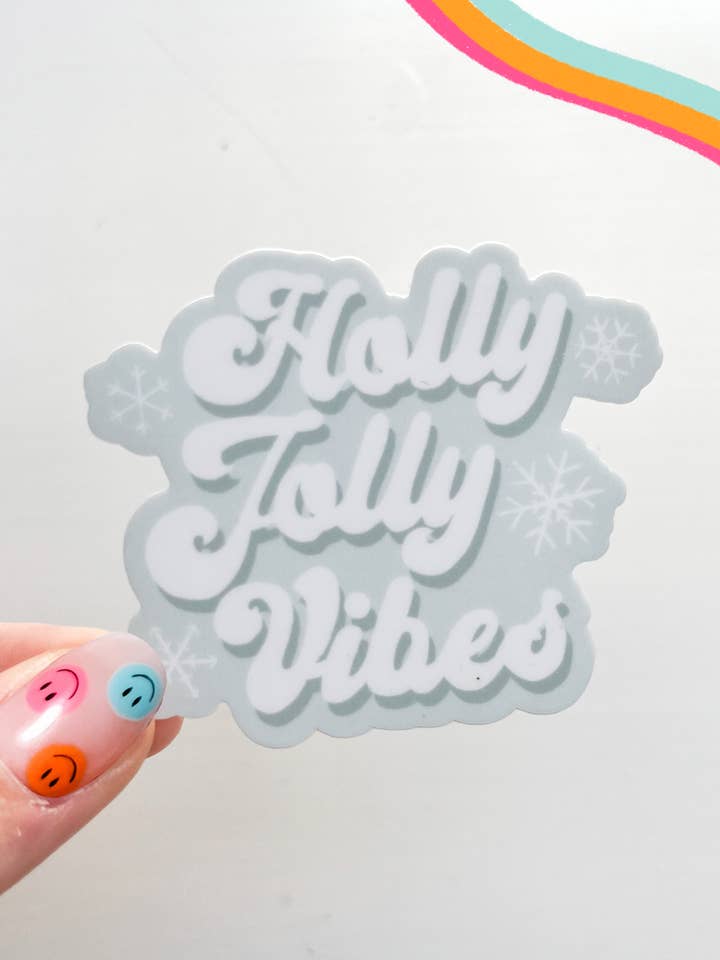 Holly Jolly Vibes vinyl sticker | , matte sticker for wholesale by ReggieDesignCo