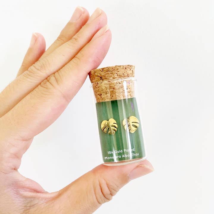 Dainty Little Tiny Things - Wholesale Stud/Post Earrings - Monstera Albo & Thai Constellation Plant Studs2