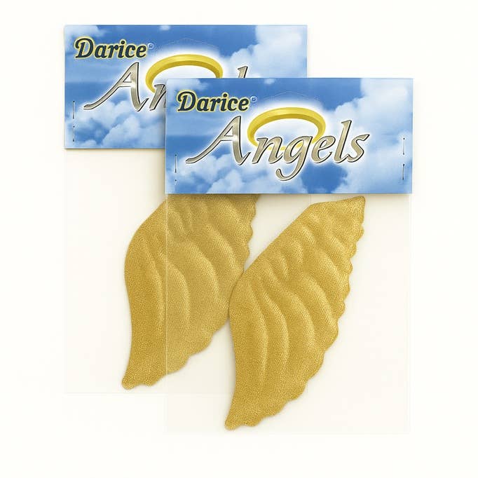 Factory Direct Craft - Wholesale Cutouts - Gold Lame Embossed Angel Wings 1