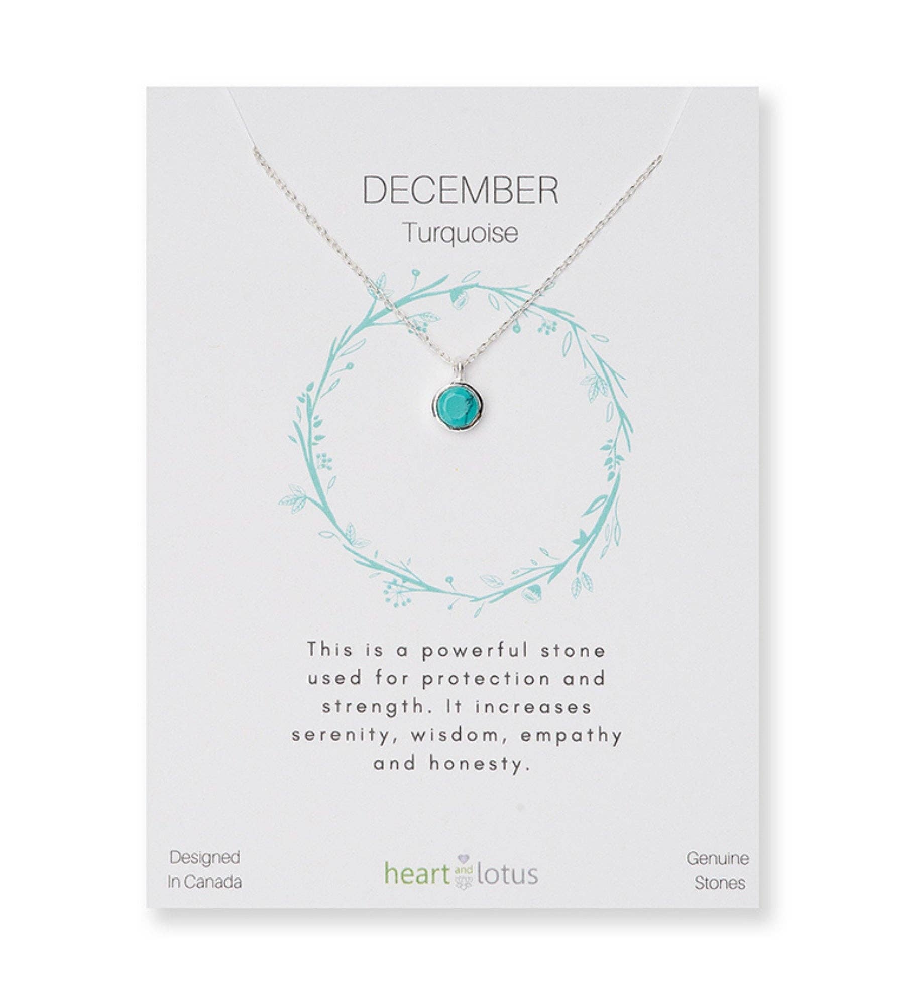 Heart and Lotus Sterling Silver Jewelry - Vendita all'ingrosso Collana con ciondolo/pendaglio - Collana con pietra di nascita di dicembre in turchese e oro4
