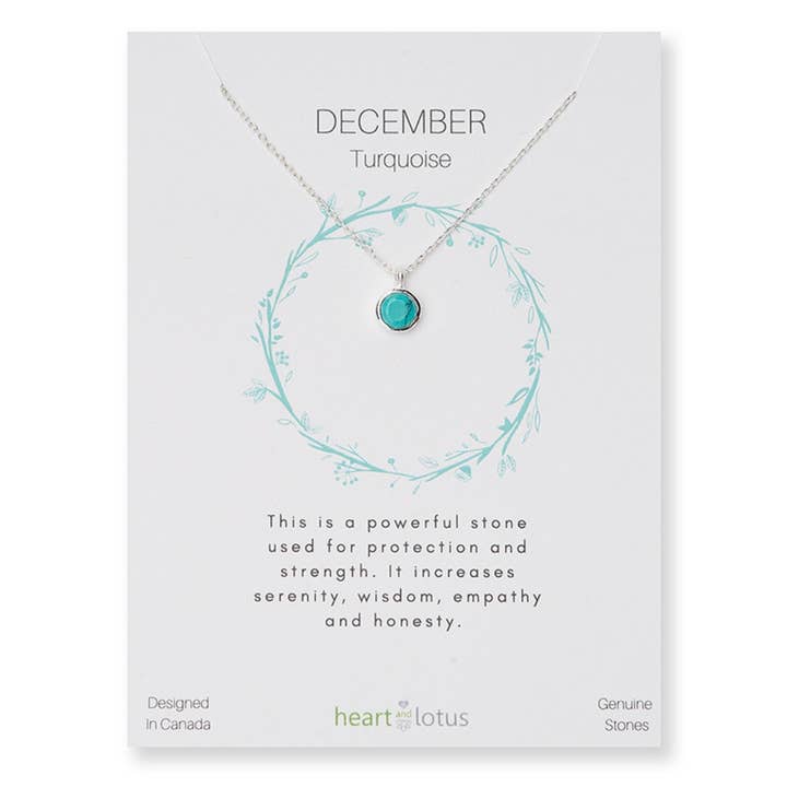 Heart and Lotus Sterling Silver Jewelry – Engroshandel Halskæde med vedhæng – December fødselsstenshalskæde i turkis + guld4