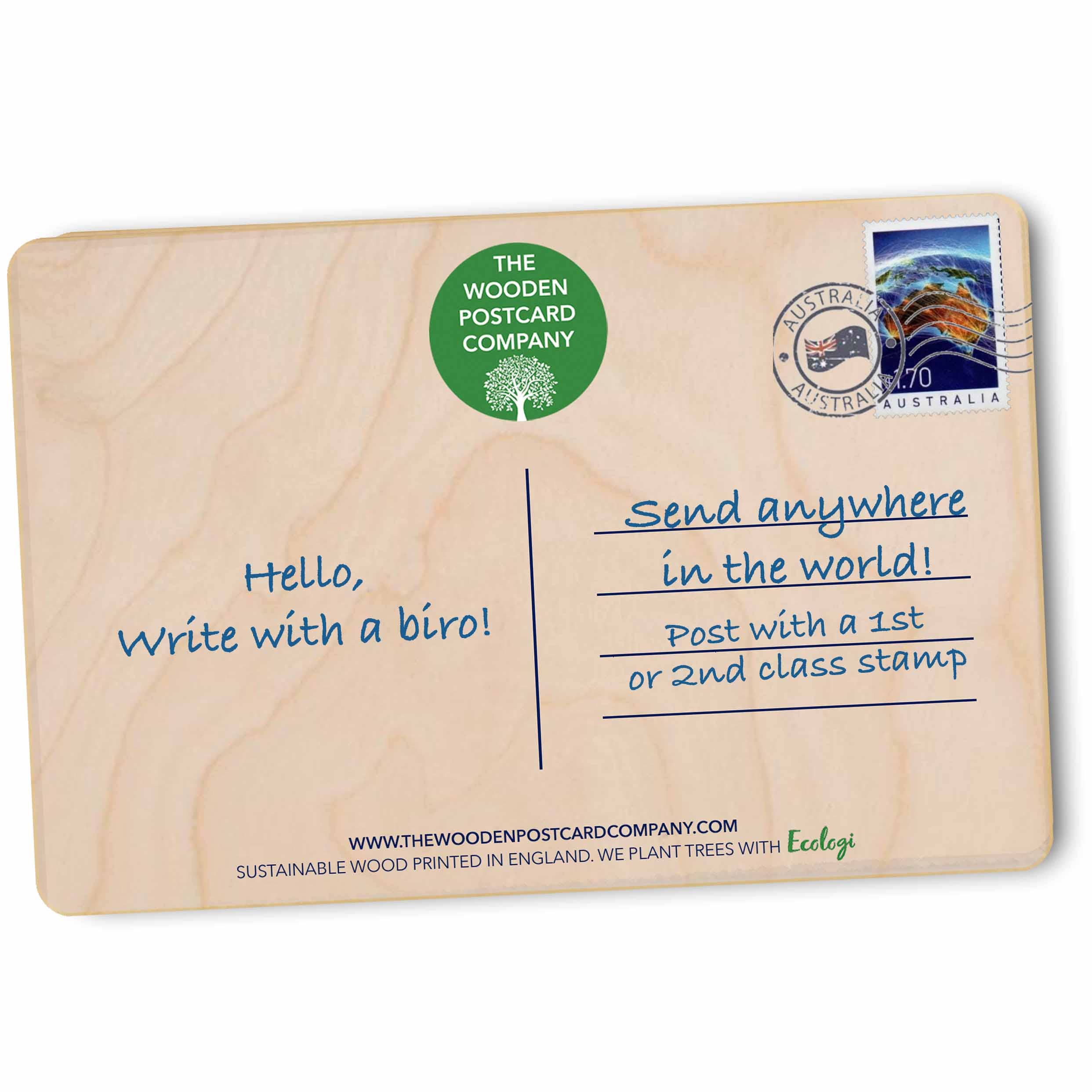 THE WOODEN POSTCARD COMPANY - Vente Carte de vœux classique - Pink Lobster - Cartes et aimants écologiques2