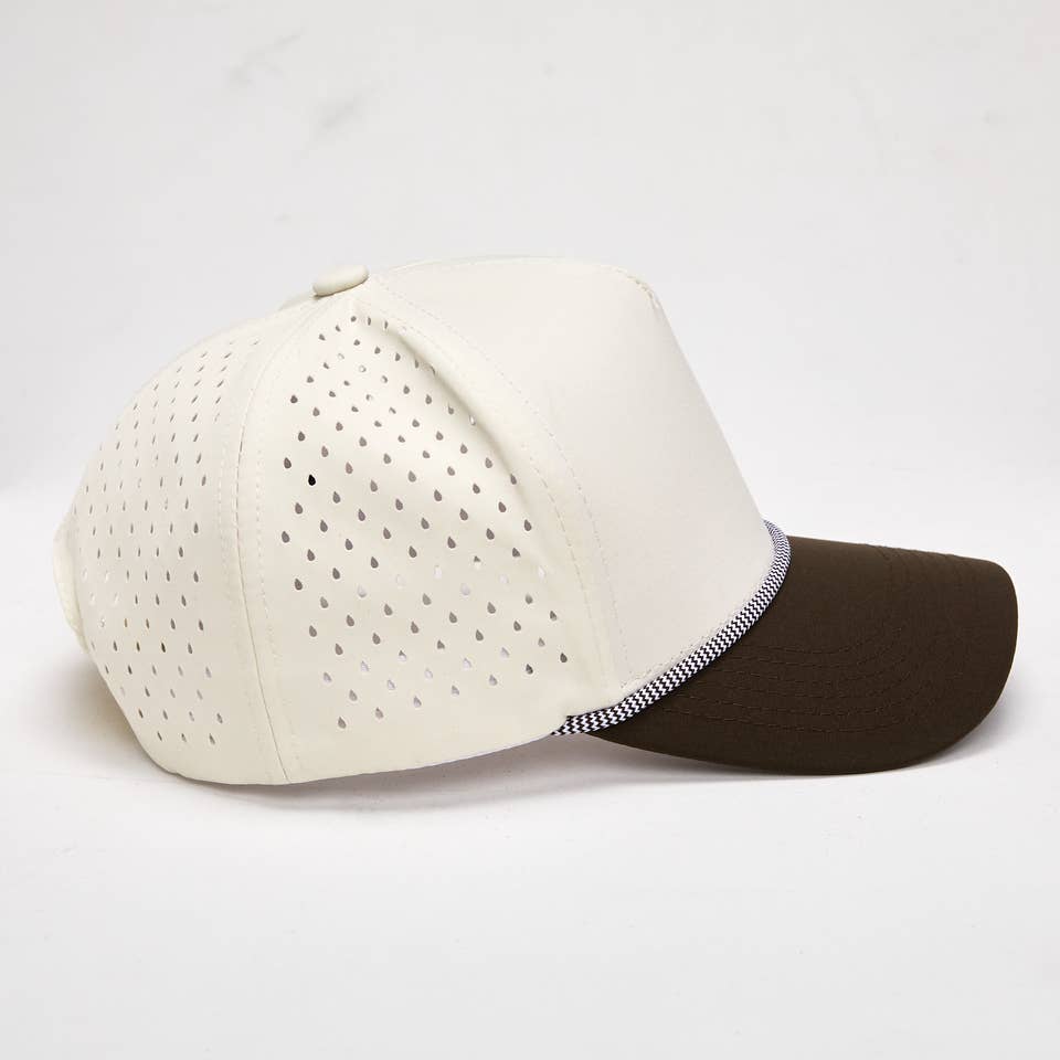 Funky Junque - Wholesale Baseball Cap - Unisex - Blank Laser Cut Golf Rope Cap - Brown/Beige2