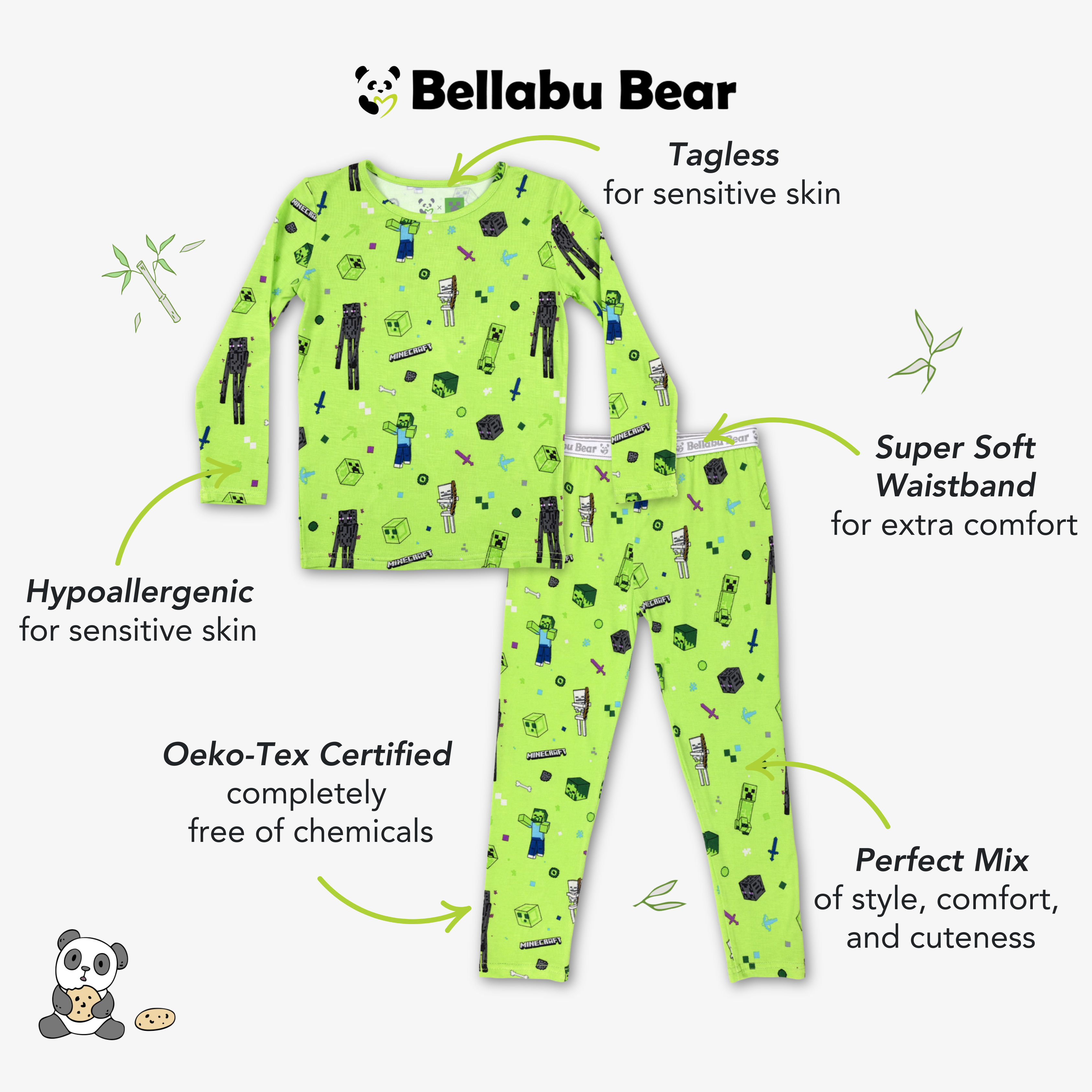 Bellabu Bear - Wholesale Sleepwear Set - Kids - Minecraft Mob Squad Bamboo Kids Pajamas25