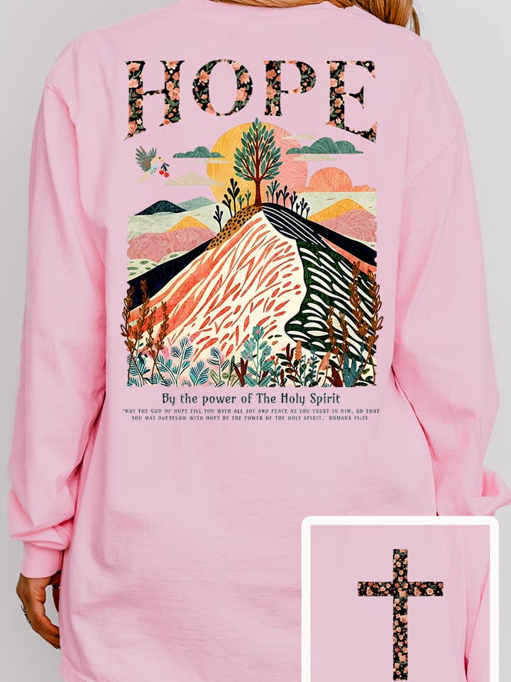 Wholesale Accessory Market - Wholesale Tunic - Women's - By The Power Of Hope Front & Back Design Comfort Colors Heavyweight Long T-Shirt1