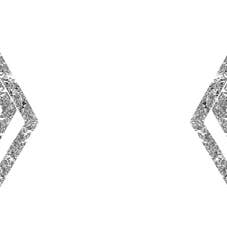 What's Hot - Venta al por mayor Pendientes colgantes - Pendiente plateado de doble capa con textura de diamante de 1.75 pulgadas