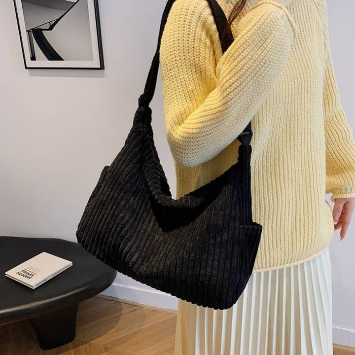 JOSSLYN by wall to wall – wholesale Axelremsväska – Dam – Corduroy casual quiltad axelväska | 40P582