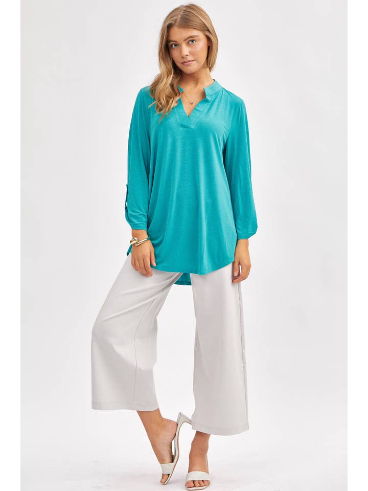 Dear Scarlett - Wholesale Blouse - Women's - Signature Mandarin Collar 3/4 Sleeve Flowy Top16