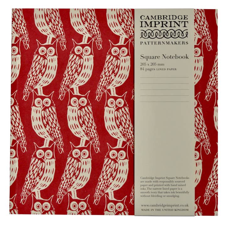 Square Notebook with Lined Paper Owls for wholesale by Cambridge Imprint