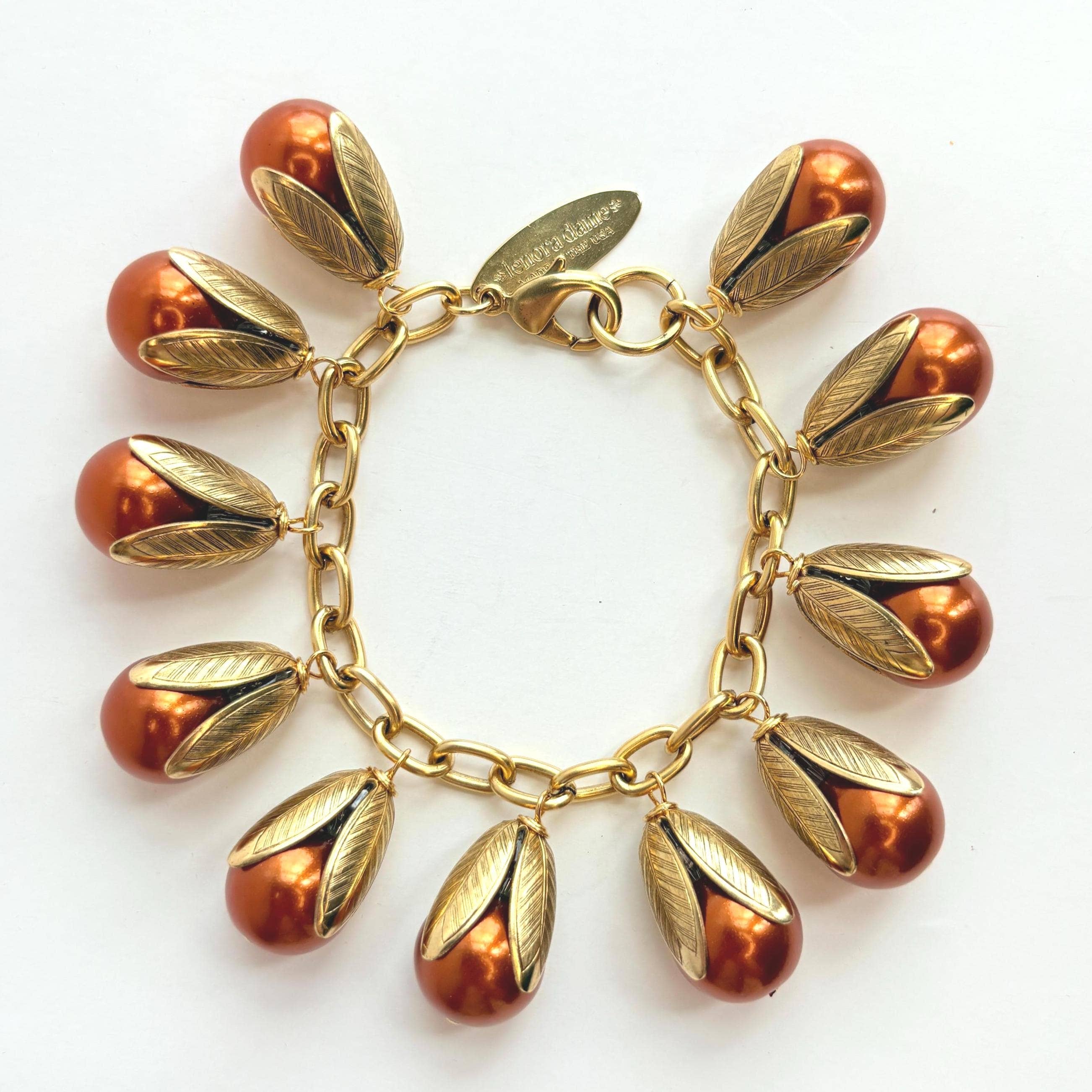 Lenora Dame - Wholesale Charm/Dangle Bracelet - Colorful Pearl Bead Cap Charm Bracelet - 4 Color Options3