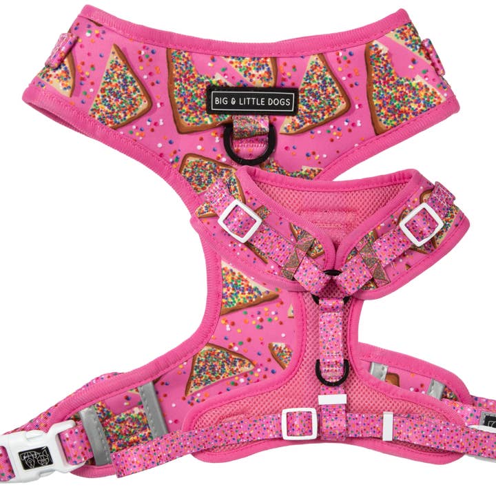 Big and Little Dogs - Wholesale Pet Harness - Dog - ADJUSTABLE DOG HARNESS: Pink Fairy Bread